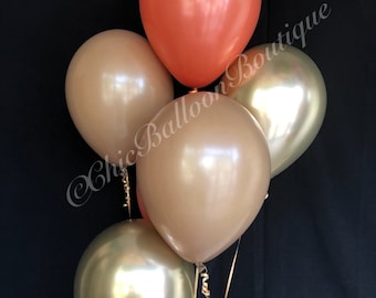 Burnt Orange Balloons, Pumpkin Balloons, Mocha and Gold, Rust Balloons, Woodlands Decorations, Autumn Bridal Shower - Fall Baby Shower