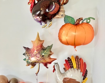 Fall Balloon Bundle Turkey Fall Glitter Leaf and Pumpkin Thanksgiving Balloons Kids Thanksgiving Friendsgiving Party Fall Shower