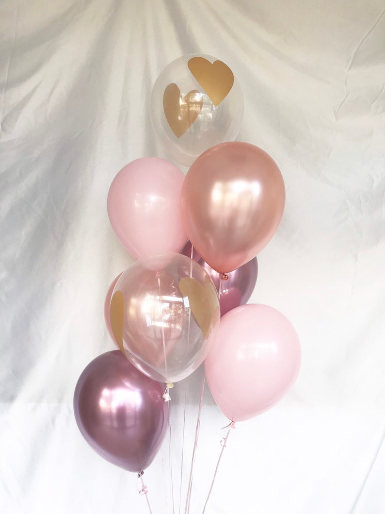 Pink Balloons Gold Heart Mauve Balloons And Rose Gold Etsy Pink Balloons Gold Heart Mauve Balloons And Rose Gold Etsy