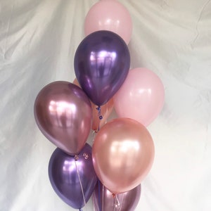 Rose Gold Pink Mauve Purple Balloons Bridal Shower Decor Baby Shower Balloon Pink and Purple Party Its a Girl Bach Party image 1