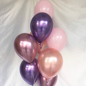 Rose Gold Pink Mauve Purple Balloons Bridal Shower Decor Baby Shower Balloon Pink and Purple Party Its a Girl Bach Party