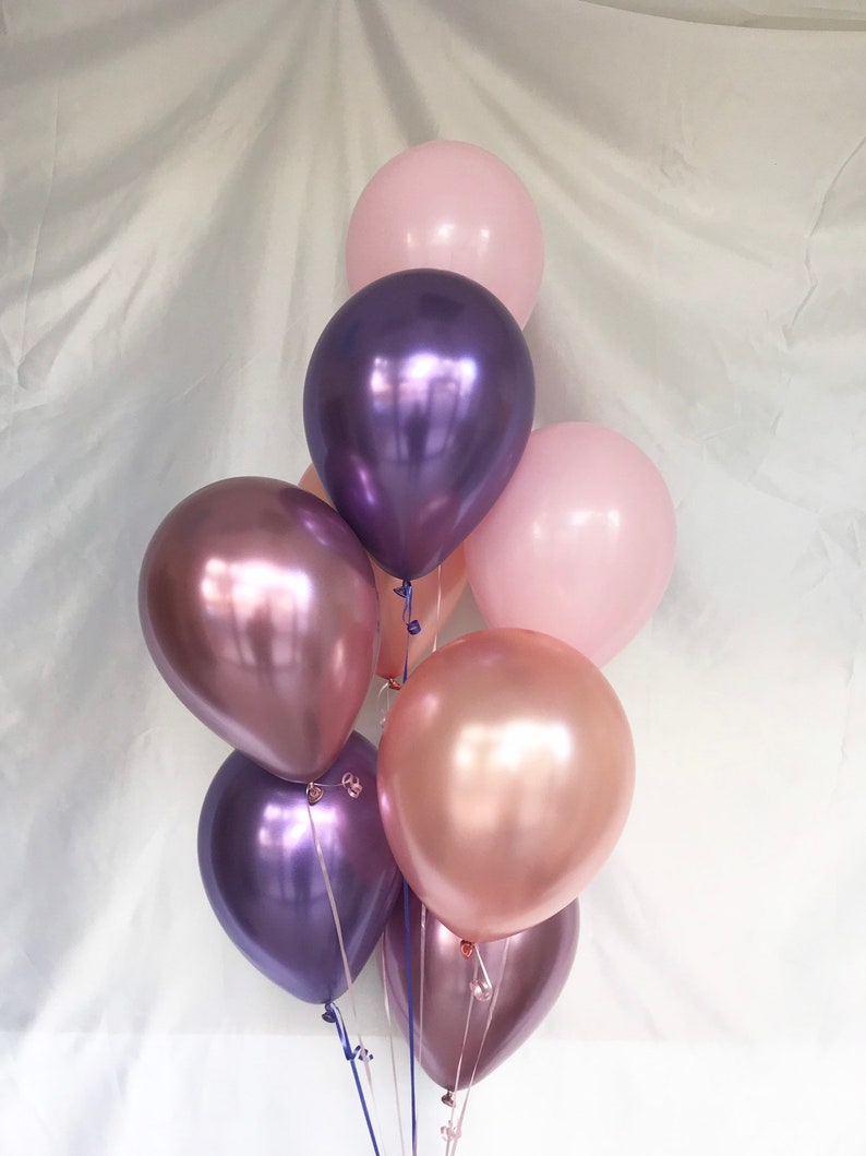 Rose Gold Pink Mauve Purple Balloons Bridal Shower Decor Baby Shower Balloon Pink and Purple Party Its a Girl Bach Party image 1