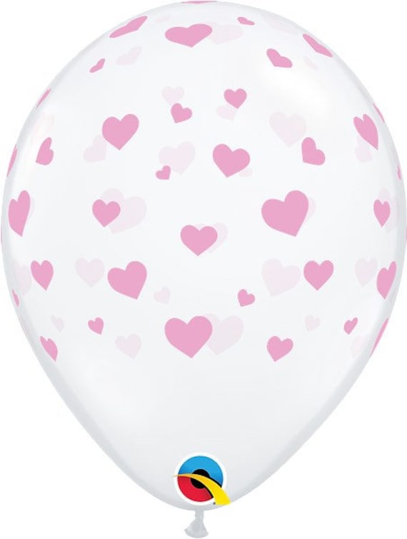 Pink Heart Balloons - 11 inch Pink Heart Latex Balloon - Valentines Balloons - Anniversary - Pink Confetti Balloon - Valentines Party Il_570xn