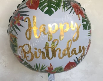 Tropical Balloons - Birthday Balloons - Bird of Paradise - Hawaiian Balloons - Palm Frond Balloon - Tropical Decorations - Island Party