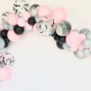 Pastel Pink Halloween Balloon Garland Kit Pink Gray Black Balloons Spooky One  Party Little Boo Ghost Garland Halloween Party Bat Balloons