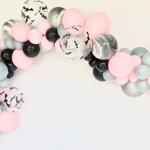 Pastel Pink Halloween Balloon Garland Kit  Spooky One Party Decorations Little Boo Ghost Garland Pink Black Halloween Bat Balloons Halloween