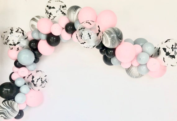 Halloween Balloon Garland - Pink Gray Black Balloons - Hey boo - Little Boo - Ghost Garland - Halloween Decorations - Pastel Halloween Party Il_570xn