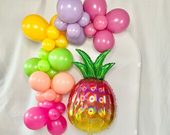 Guirnalda de globos tropicales, fiesta de despedida de soltera en la playa brillante, piña rosa, cumpleaños, tema Aloha, fiesta temática tropical, despedida de soltera, fiesta luau