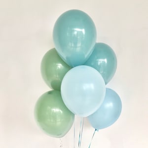 Sage and Slate Blue Balloons Pastel Matte Blue Baby Shower Balloon Blue and Green Party Its a Boy Sage Balloons Baby Boy Shower image 3