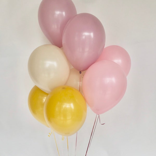 Pink Mustard Blush Balloons~Boho Shower~Bridal Shower~Muted Boho Rainbow~Muted Party Decorations~Baby Shower~ First Birthday~Spring Balloons