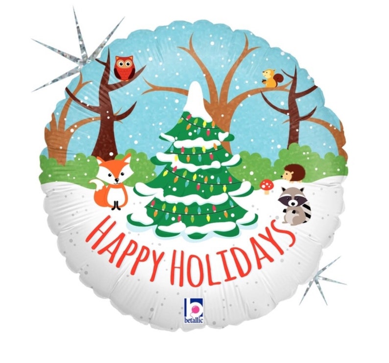 Winter Wonderland Shower Woodland Holidays Woodland Holiday Balloon Woodland Animal Balloons Holiday Balloons