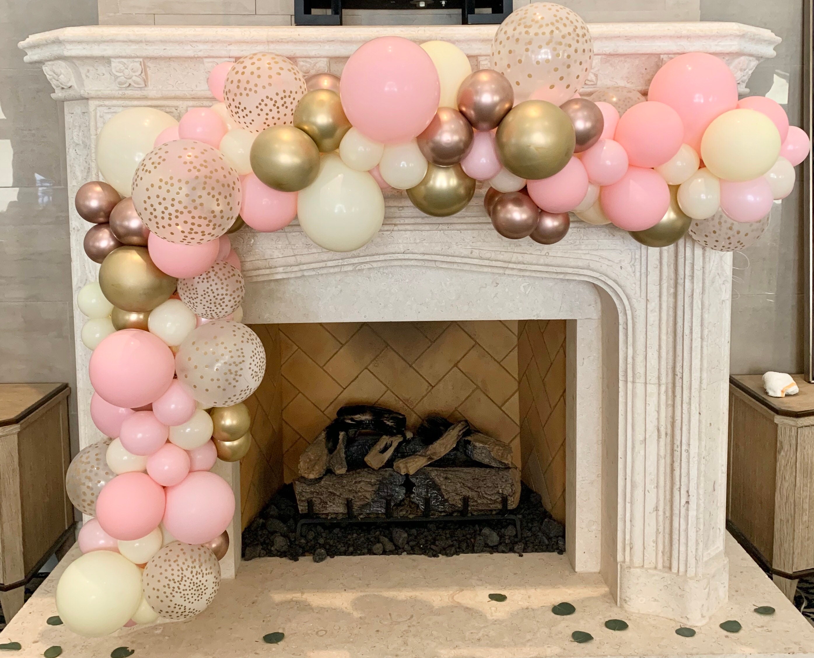 Pink And Gold Balloon Garland Pink Ivory Gold Balloons Etsy