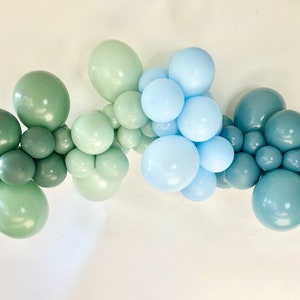 Sage and Slate Blue Balloons - Pastel Matte Blue - Baby Shower Balloon - Blue and Green Party - Its a Boy - Sage Balloons  - Baby Boy Shower