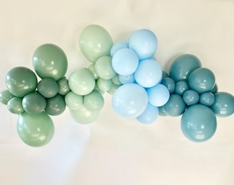 Sage and Slate Blue Balloon Garland Pastel Matte Blue Mint Baby Shower Balloon Blue and Green Party Its a Baby Boy Shower Oneder the Sea