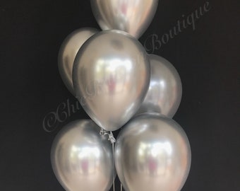Silver Balloons - Silver Chrome Balloons, Wedding Balloons, Silver Decorations, Birthday Balloons, Anniversary Balloons, Chrome Balloons