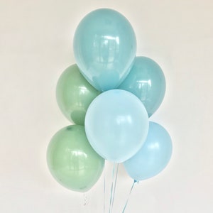 Sage and Slate Blue Balloons Pastel Matte Blue Baby Shower Balloon Blue and Green Party Its a Boy Sage Balloons Baby Boy Shower image 2