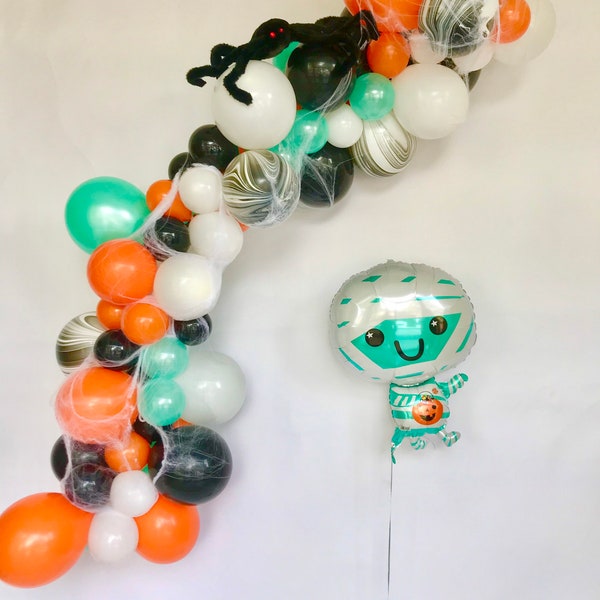 Halloween Balloon Garland Mummy Balloon Hocus Pocus Party Mint Green Black Orange Monster Mash Little Boo Day Spooky One Halloween Party