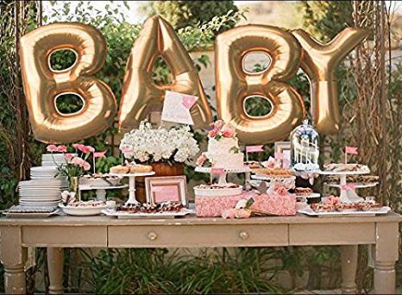Baby Balloons 40 inch Letter Balloons Letter Balloons Gold Rose Gold Silver Letters Baby Shower Balloons image 1