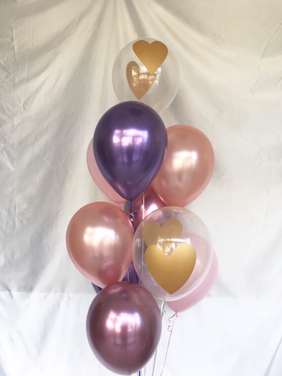 Rose Gold And Purple Balloons Bridal Shower Decor Baby Etsy