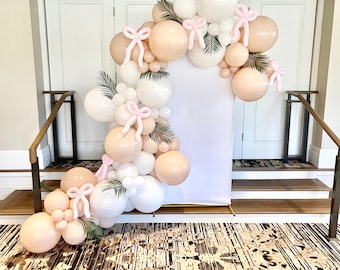 Pink Bow Balloon Garland She Tying The Knot Bridal Shower White ans Cameo Pink Bow Baby Girl Shower Bow Bachlorette Pink Bow Birthday