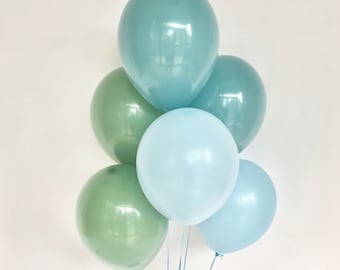 Sage and Slate Blue Balloons - Pastel Matte Blue - Baby Shower Balloon - Blue and Green Party - Its a Boy - Sage Balloons  - Baby Boy Shower