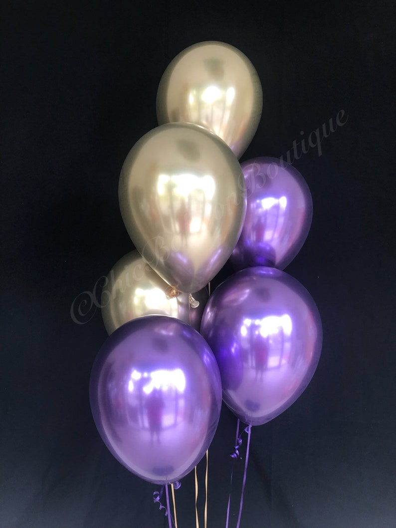 Purple And Gold Chrome Balloons Baby Shower Balloons Birthday Balloons Chrome Balloons Bridal Shower Balloons Boho Shower