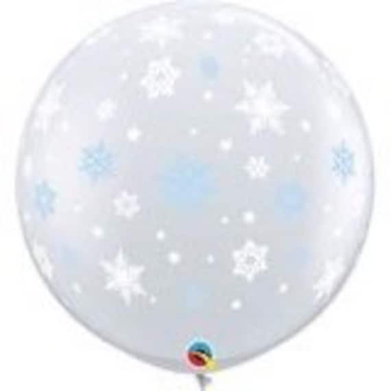 36 inch Snowflake Balloon - Blue and White - Onederland - 3 foot Snowflake Balloon - Winter Wonderland - Giant Round Balloon - Snowflake Il_570xn