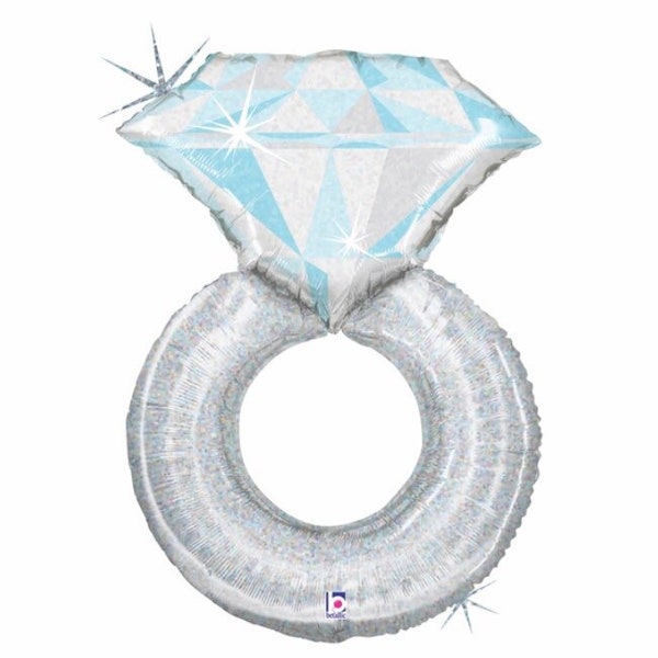 Diamond Ring Balloon - Silver Ring Balloon - Engaged Decor - Bachelorette Party - Bridal Shower Balloons - Bridal Shower Decor - Bach Party