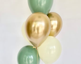 Sage Green Balloons - Chrome Gold and Ivory Balloons, Sage Decorations, Bridal Shower Decor, Wedding, Baby Shower Balloons, Sage Balloons