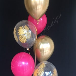 Pineapple Balloons - Pink and Gold Balloons, Fruit Balloons, Tutti Fruity Party, Tropical Balloons, Pineapple Party, Tropical Birthday Party