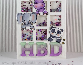 HBD ( Happy Birthday Peek-a-Boo )  - Handmade Shaker Card
