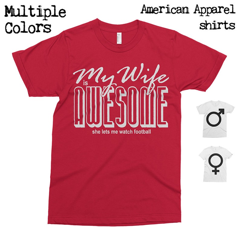 Moglie lascia guardare il Football Divertente T-shirt stampata da uomo T-SHIRT LOVE Moglie Marito