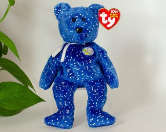 Ty Beanie Baby Decade Bear - Royal Blue