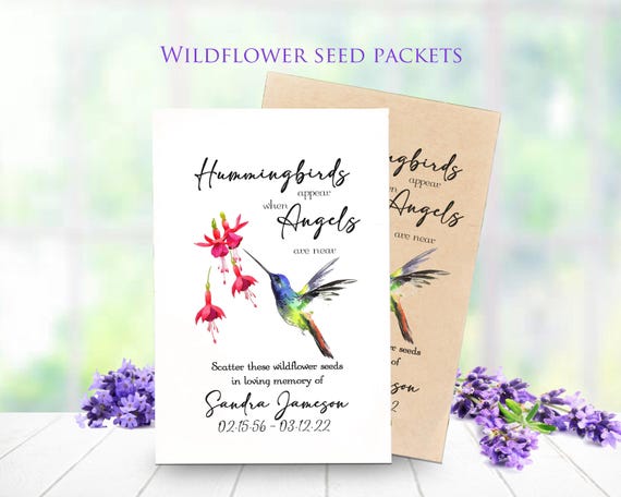 Hummingbird Funeral Favors Celebration of Life Wildflower Seed Packets,  Personalized Memorial Remembrance Gift, 0008 - Etsy