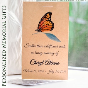Butterfly Memorial Gift, Memorial Seed Pack, Funeral Favor, Celebration Of Life, Sympathy Gift, Personalized Keepsake, Wildflower Seeds 0002