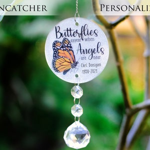 Butterfly sympathy gift, crystal suncatcher, memory garden gift prism, memorial gift, in loving memory, remembrance gift,  Personalize SALE