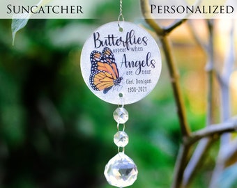 Butterfly sympathy gift, crystal suncatcher, memory garden gift prism, memorial gift, in loving memory, remembrance gift,  Personalize SALE