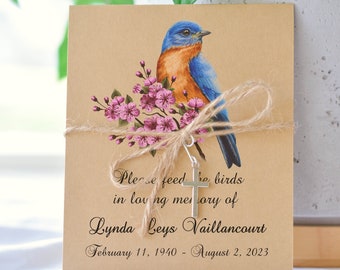 Blue Bird, Memorial Bird Seed Packs, Celebration Of Life, Funeral favor, sympathy gift, Personalized Remembrance, Memorial Keepsake, 0043