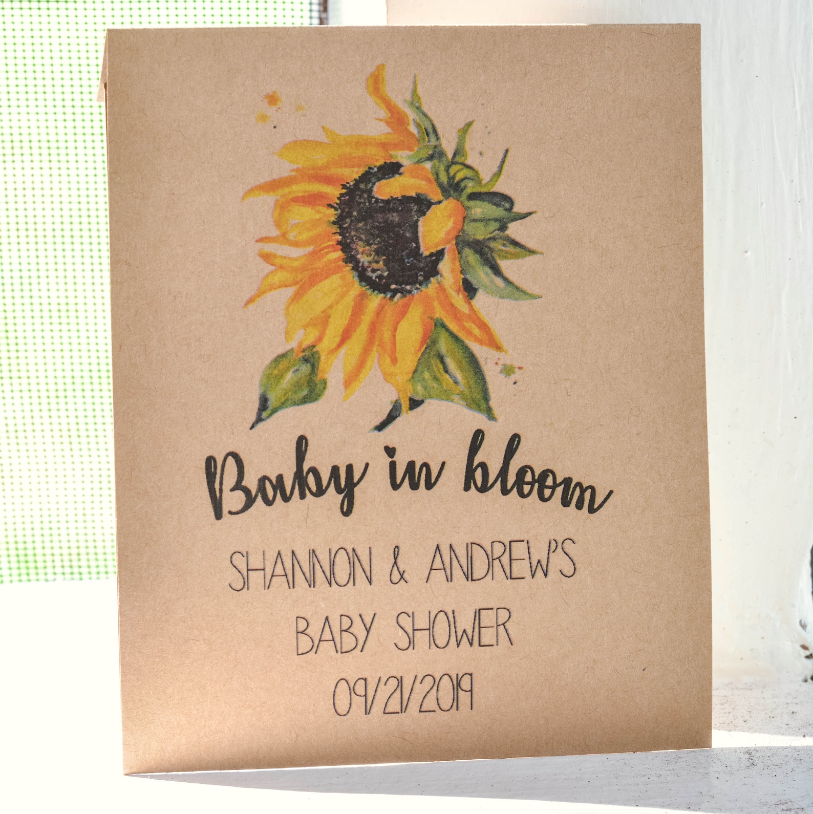 Baby shower favor sunflower seed packs Baby in bloom Gender Etsy