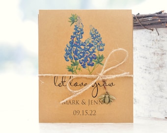 Wedding Texas Bluebonnet favor, Wedding favor, Texas Bluebonnet Seed Packet, Rehearsal Dinner Favor, Texas Wedding Favor