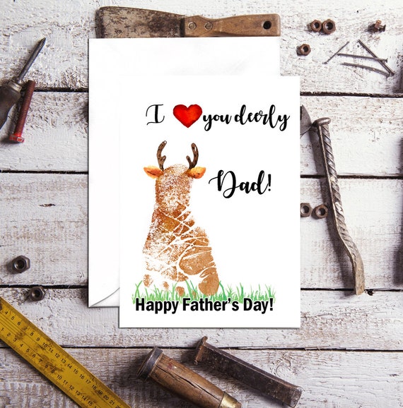 Father's Day Card hunting deer CUSTOM foot print card | Etsy
