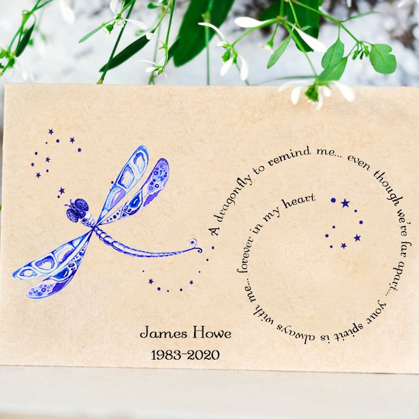 Dragonfly Memorial Seeds, Wildflower Seed Pack, Funeral Favor, Celebration of Life, In Loving Memory, Personalized Sympathy