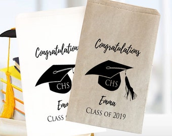 Graduation treat bag | graduation favor bag  | Kraft favor bags | Graduation popcorn  | Personalized graduation bag 5" x 7"