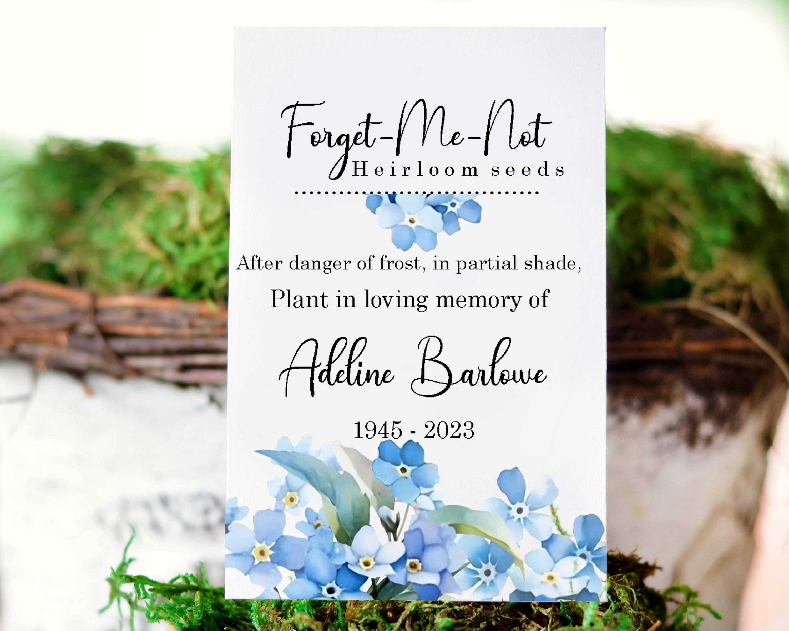 Forget Me Not Seeds, Funeral Favor Memorial Seed Packet, Celebration of