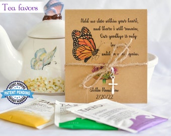 Funeral Tea Favor, Unique Memorial Favor, Butterfly Memorial, In Loving Memory, Celebration Of Life, Personalized Memorial Gift