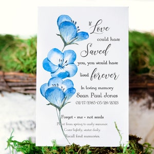 Forget Me Not Memorial Seeds, Funeral Favor, Memorial Seed Packet, Celebration of Life, Eco friendly, Personalized Memorial Keepsake, 0028