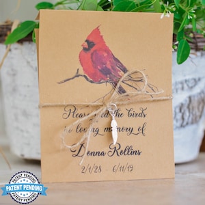 Cardinal Funeral Favor Seed packet, Memorial Bird Seed Packet, Funeral Gifts for Guests, Celebration Of Life, Memorial Keepsake Card, 0051
