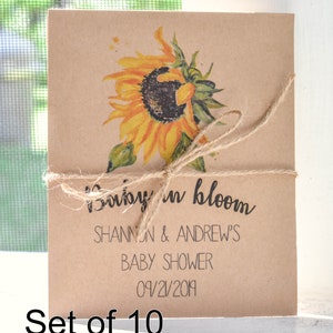Baby Shower Favors, Sunflower Seed Pack, Baby In Bloom, Gender Neutral, Eco Friendly favor, Personalized Sunflower Theme, 0006