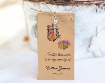 Wildflower Seed Packet Funeral Gifts: Personalized Butterfly Memorial Favors, Remembrance Gifts For Guests, 0001