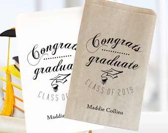 Graduation treat bag | graduation favor bag  | Kraft favor bags | Graduation popcorn  | Personalized graduation bag 5" x 7"